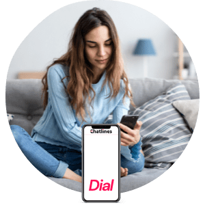 Woman dialing a chat line